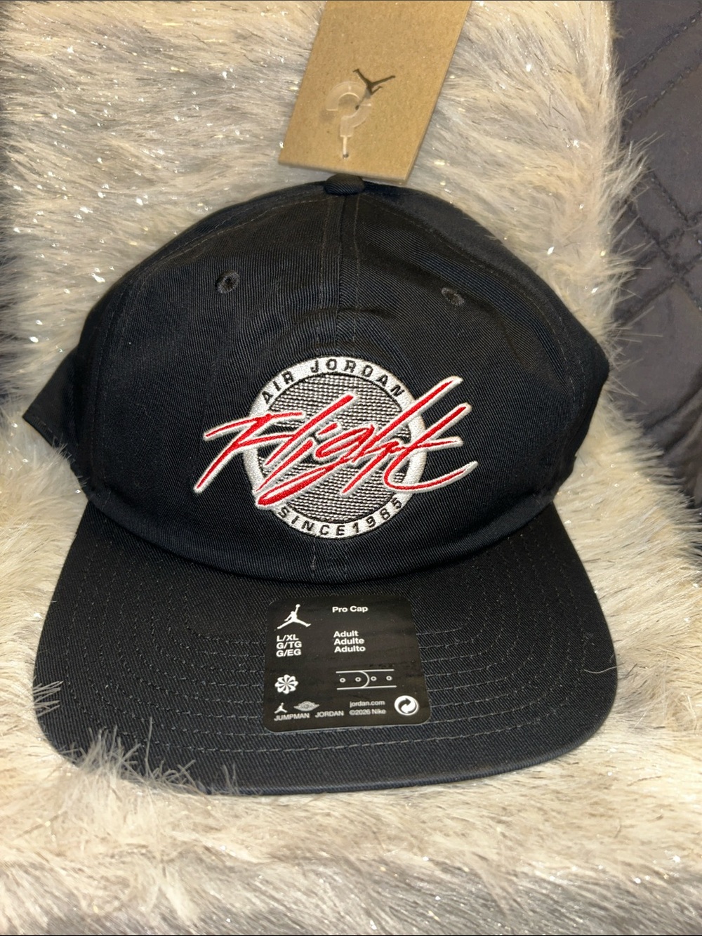 Jordan Black 'Flight' Embroidered Logo SnapBack Cap L/XL